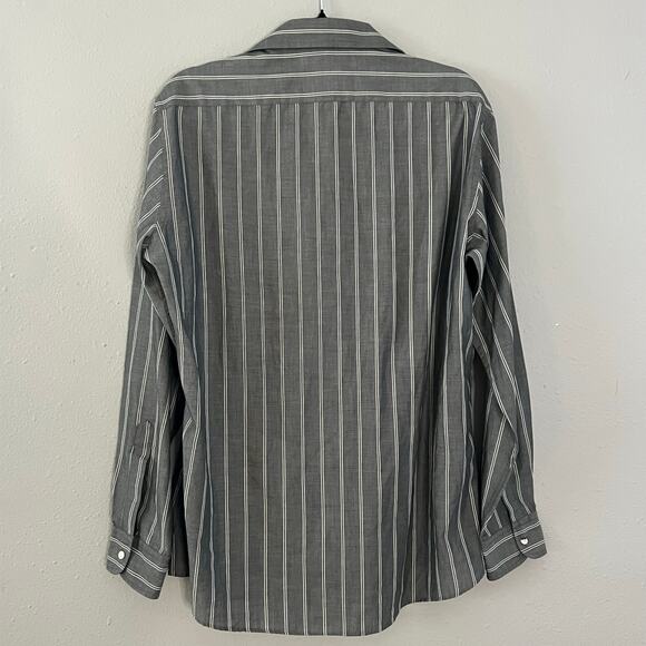 YSL Yves Saint Laurent Button-Up Shirt Gray White Stripe Men’s Size 16.5 34/35 - Picture 6 of 6